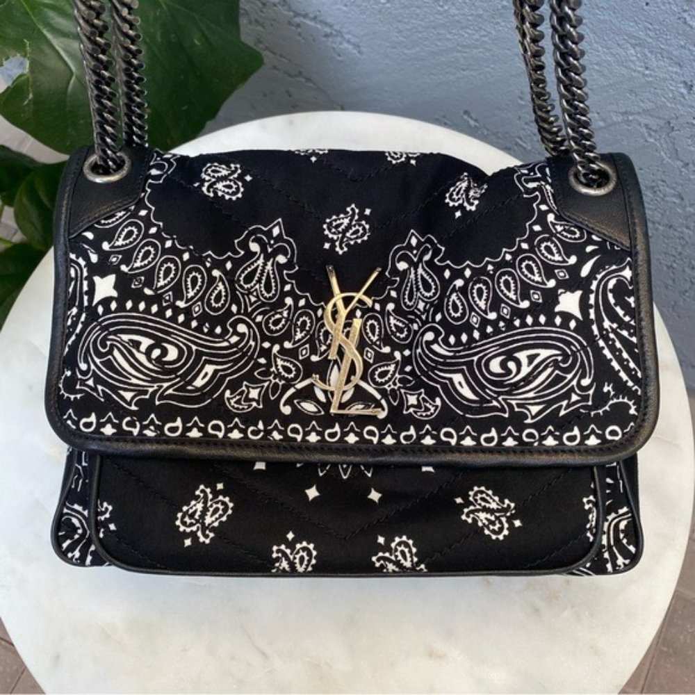 SOLD Saint Laurent YSL Medium Niki Chevron Quilted Bandana Bag - Picture 5 of 16